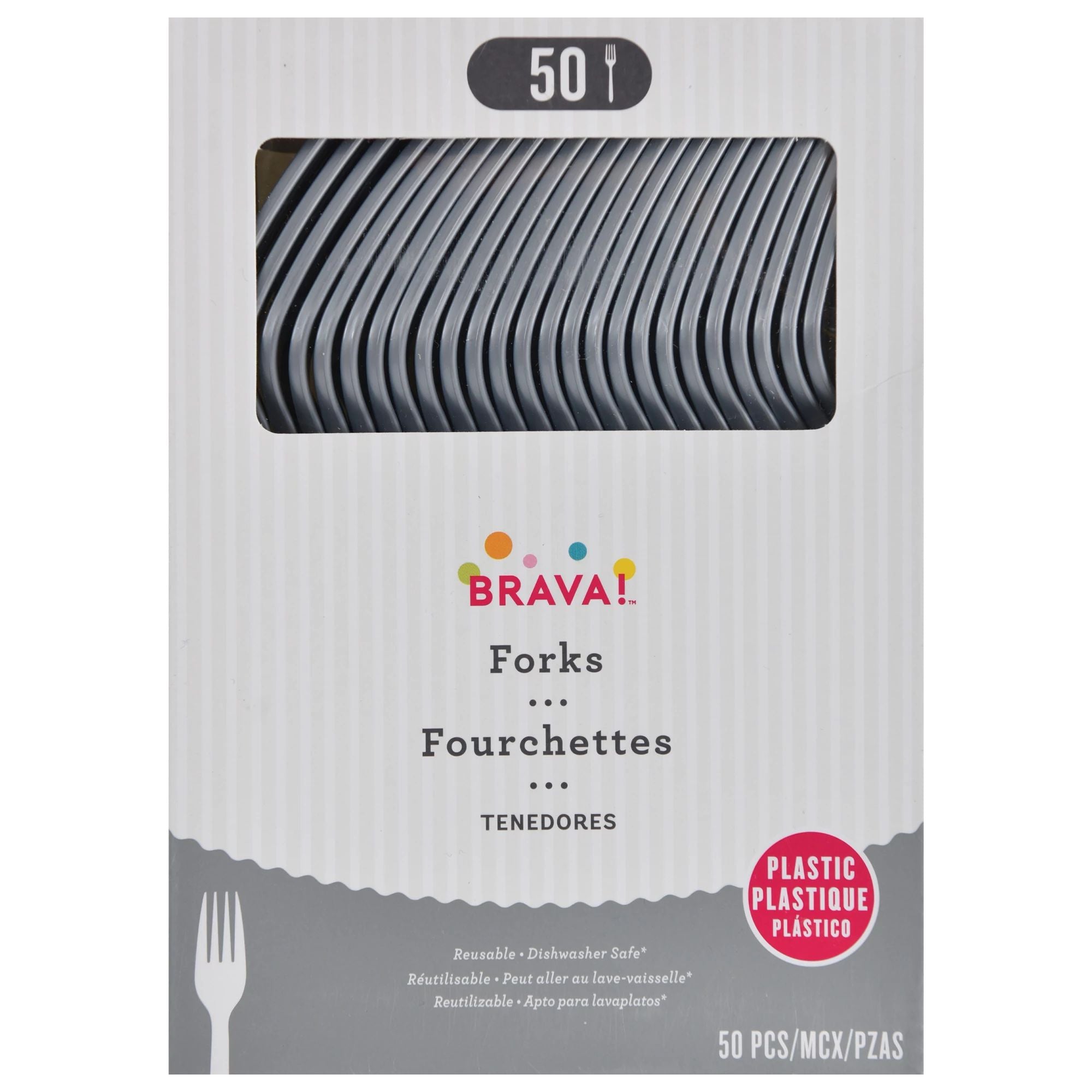 Reusable Plastic Forks, High Ct. -New Silver