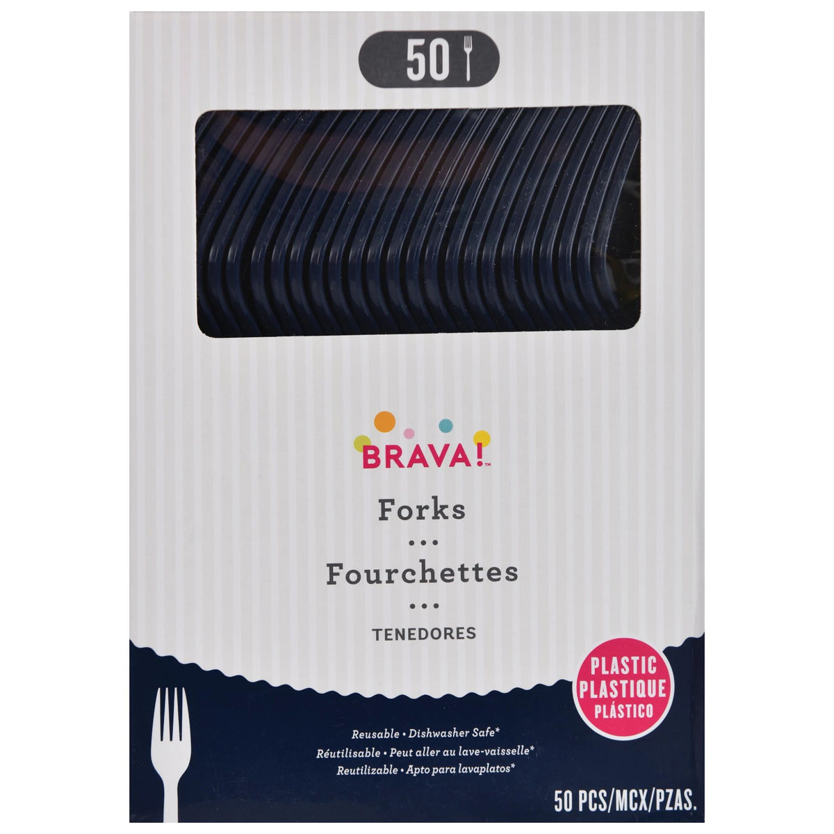 Reusable Plastic Forks, High Ct. -True Navy