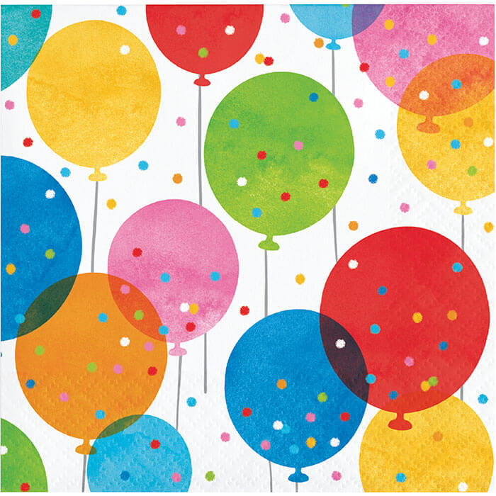 Birthday Confetti Balloons Beverage Napkins