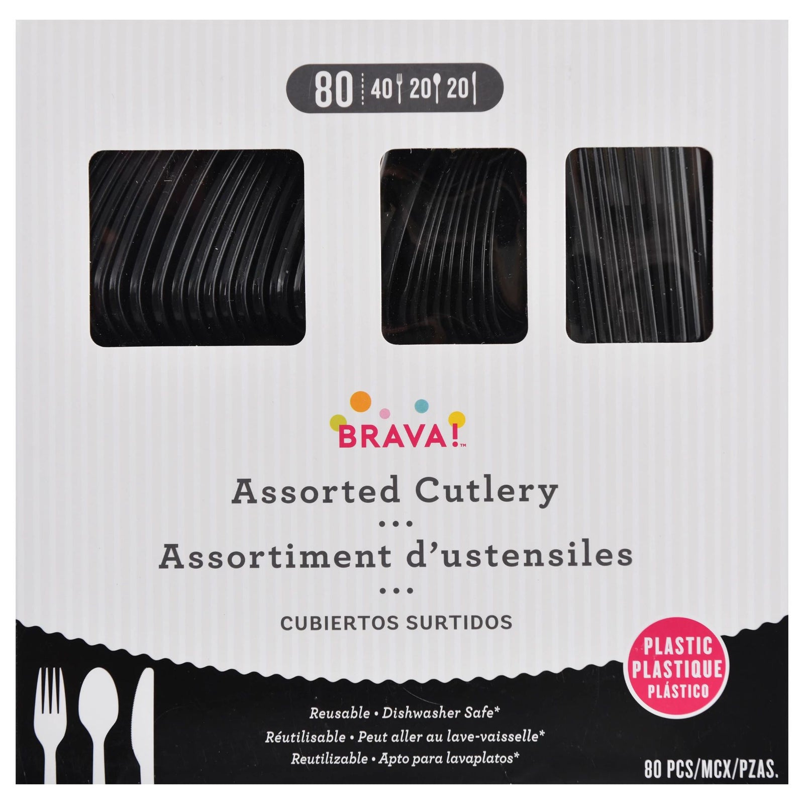 Jet Black - Boxed, Heavy Weight Cutlery Asst., 80 Ct.