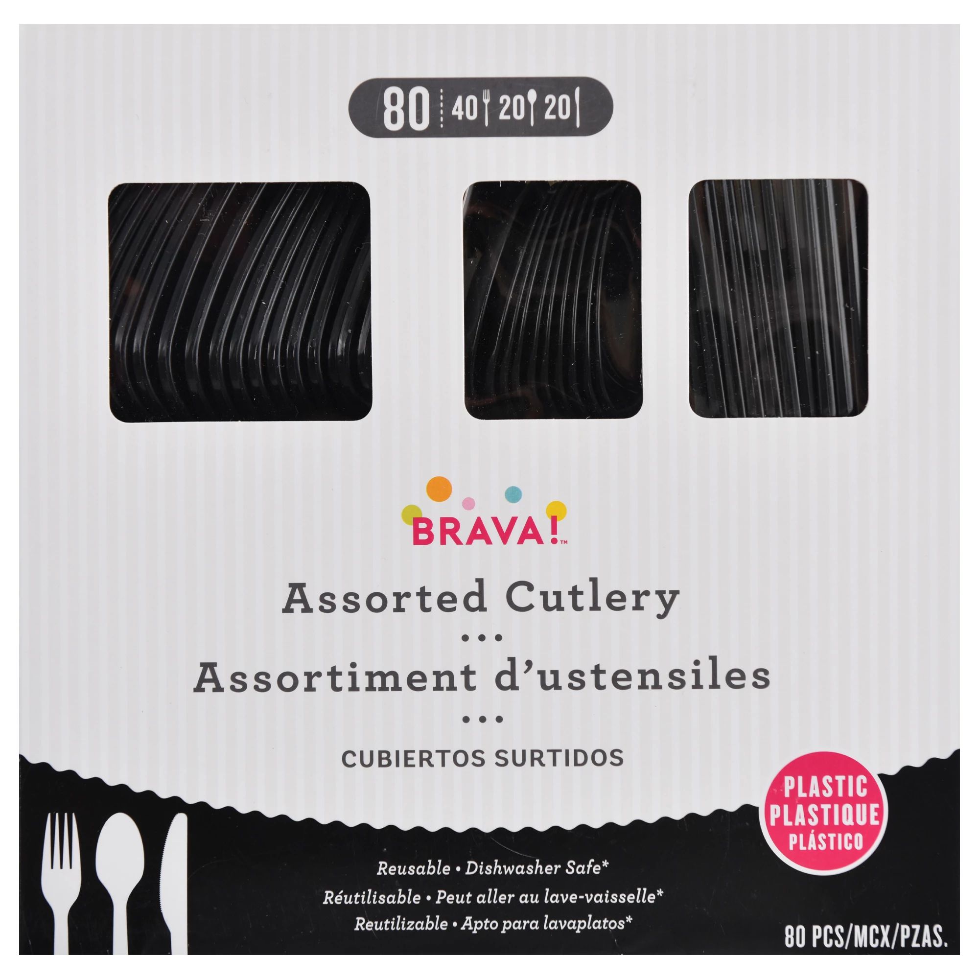 Jet Black - Boxed, Heavy Weight Cutlery Asst., 80 Ct.