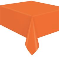 Pumpkin Orange Solid Flannel-Backed Vinyl Table Cover 54" x 108"