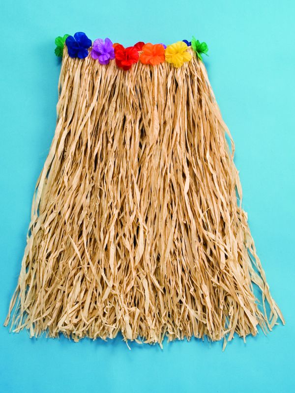 Natural Raffia Skirt w/ Flowers