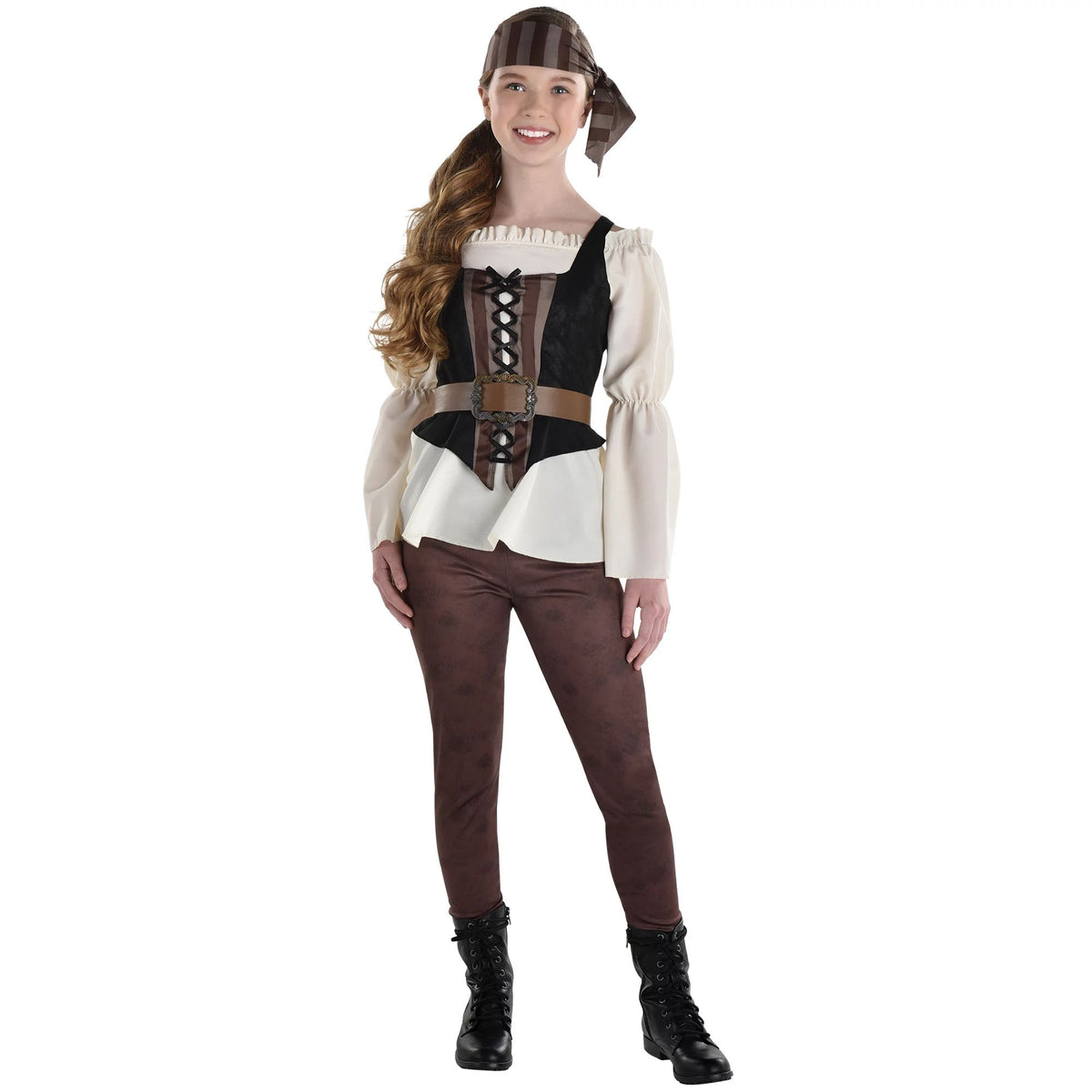 Shipwrecked - Pirate - Brown/Cream - Costume - Child - Large 12-14