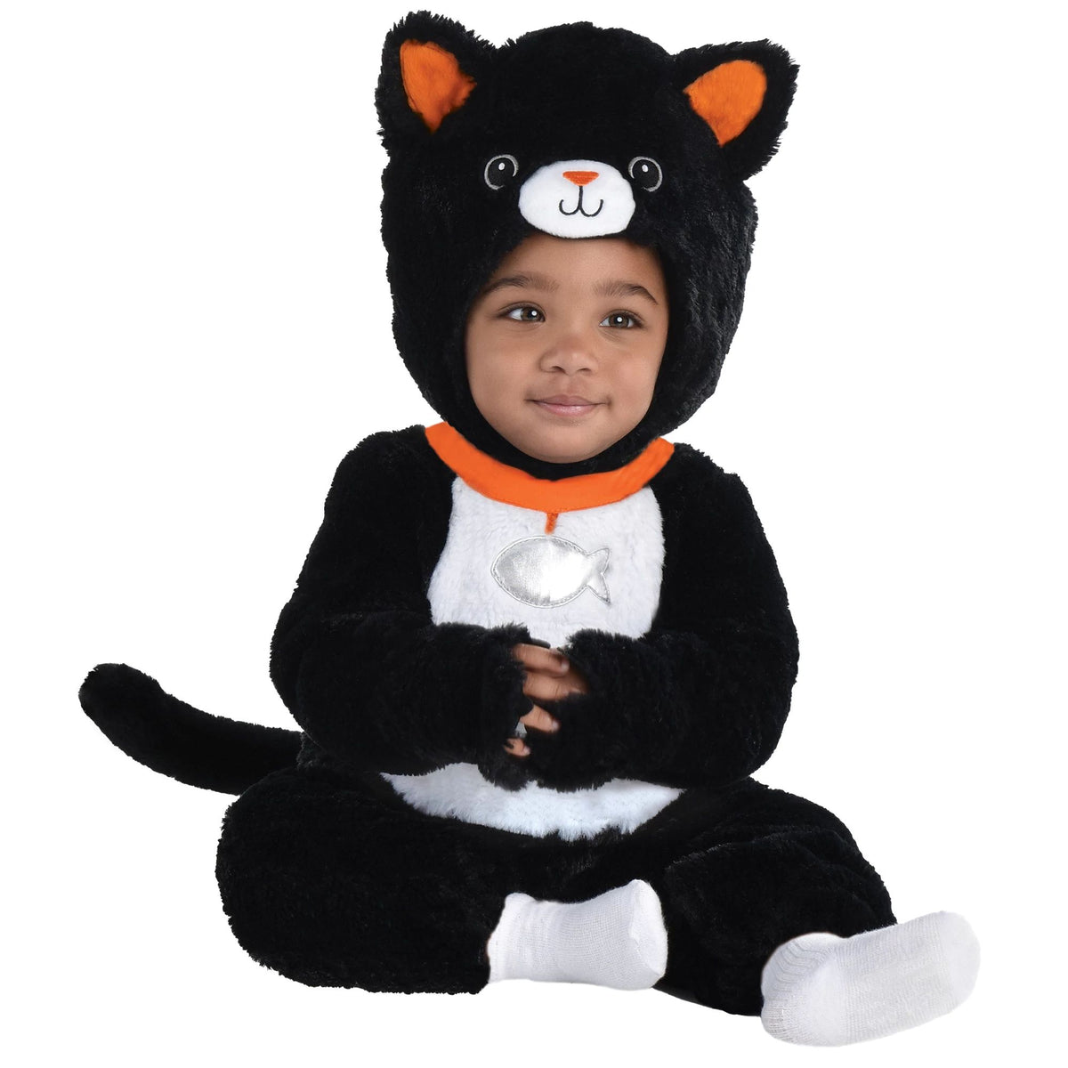 Black Polyester Baby Cat Jumpsuit with Hood Set - (18-24 Months) - Ideal for Halloween &amp; Costume Parties