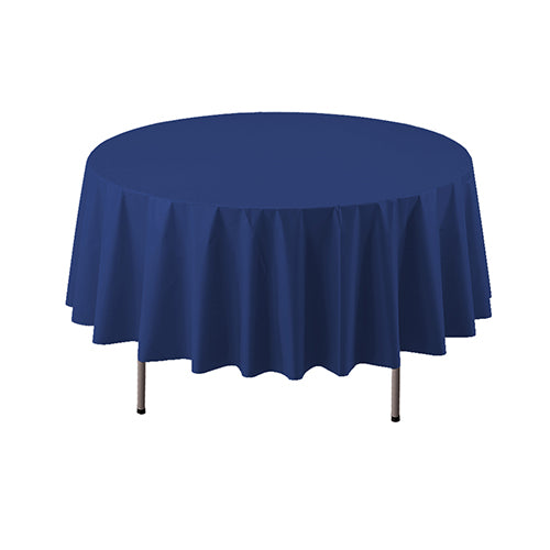 VALUMOST 84″ ROUND TABLE COVERS NAVY BLUE