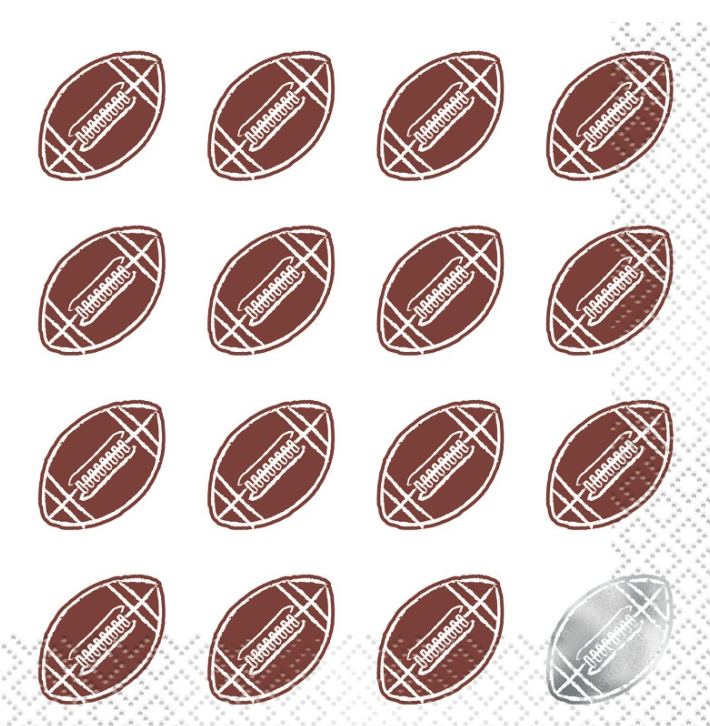 Football Toss Silver Beverage Napkins