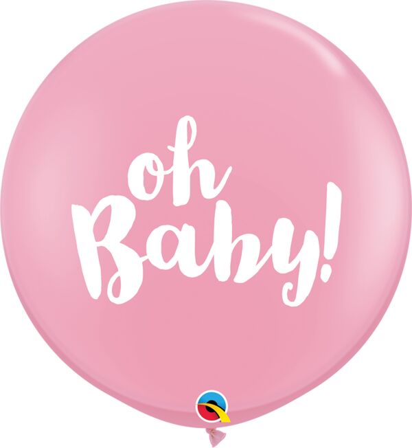 Oh Baby Pink Latex Balloon 1ct, 36" 