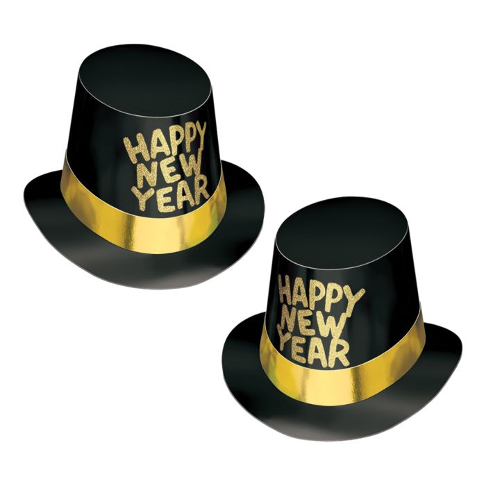 Black Hi-Hat w/Glittered Gold HNY