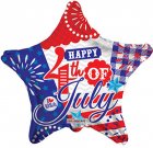 E009 18&quot; HAPPY 4TH OF JULY STAR FOIL BALLOON