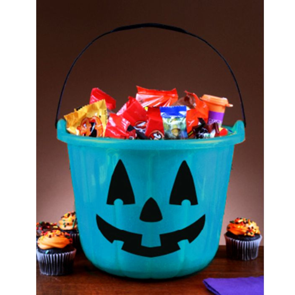 Teal Trick or Treat Pumpkin Bucket