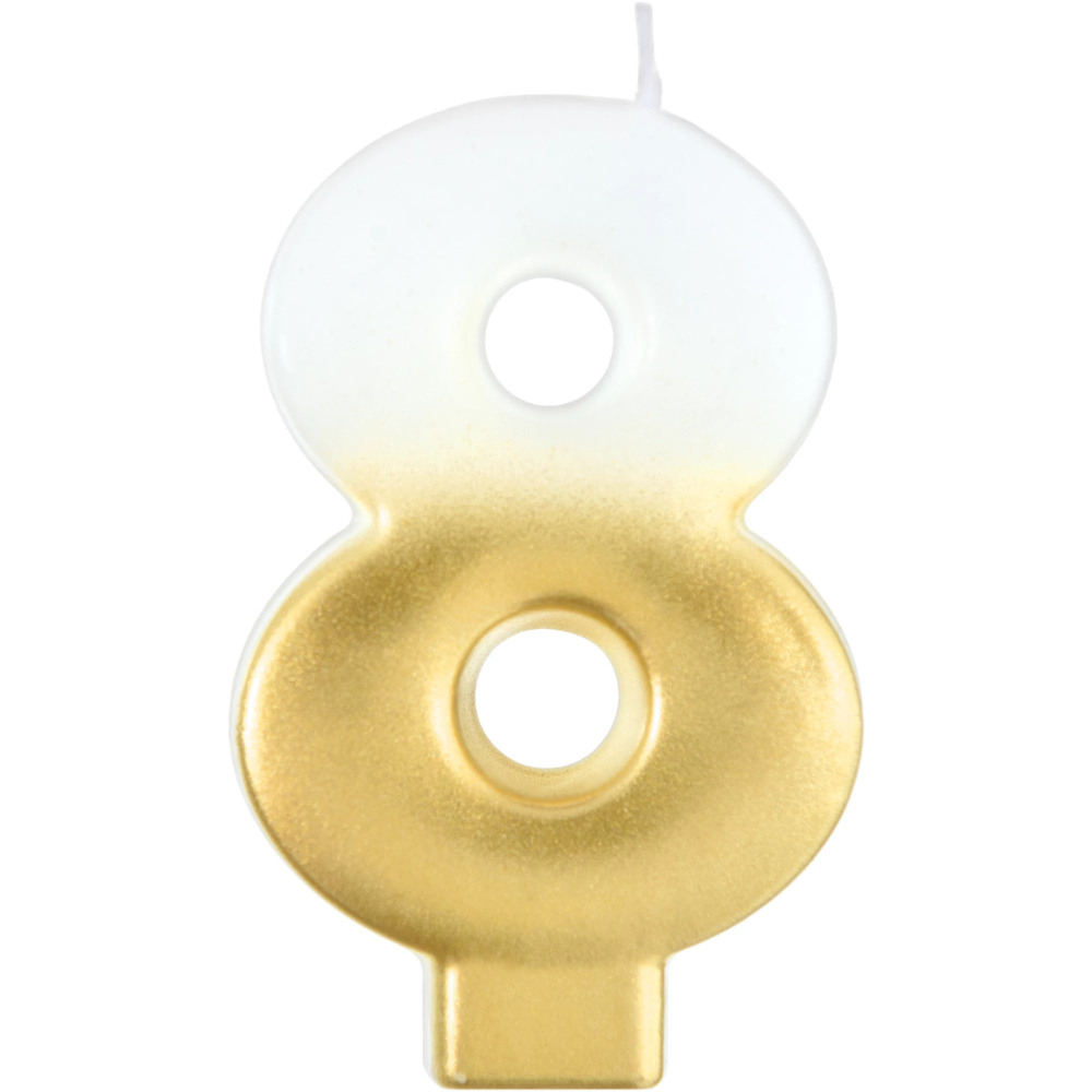 White/Gold Ombre Candle - 0-9