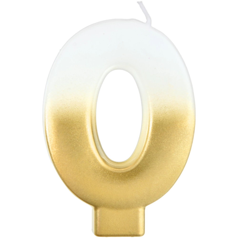 White/Gold Ombre Candle - 0-9