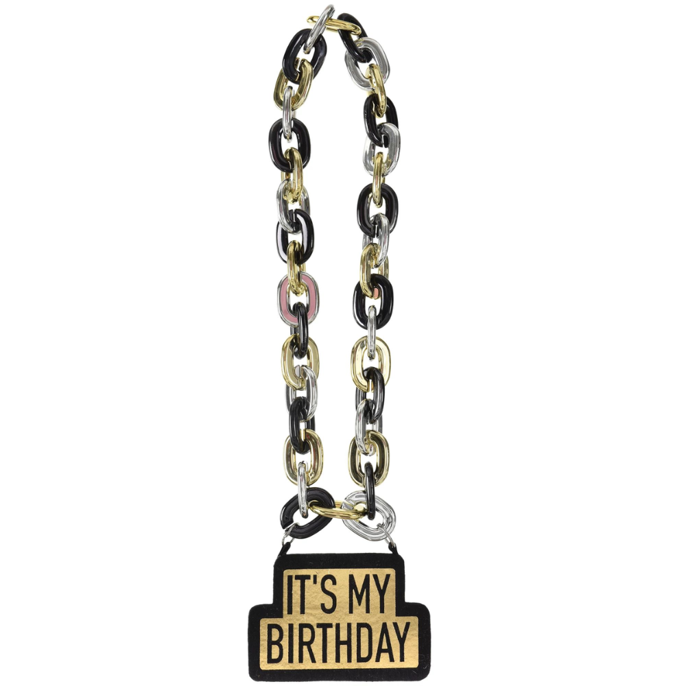 It's My Birthday Necklace - Black Silver Gold