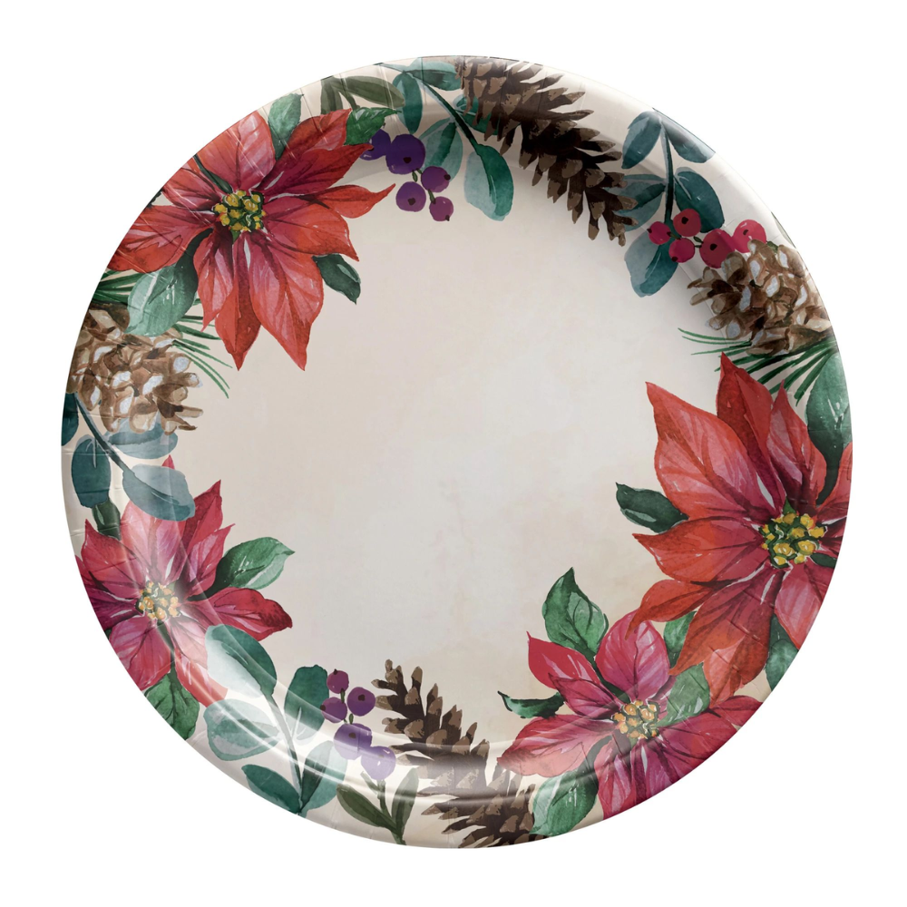 Traditional Pointsettia 9" Plates