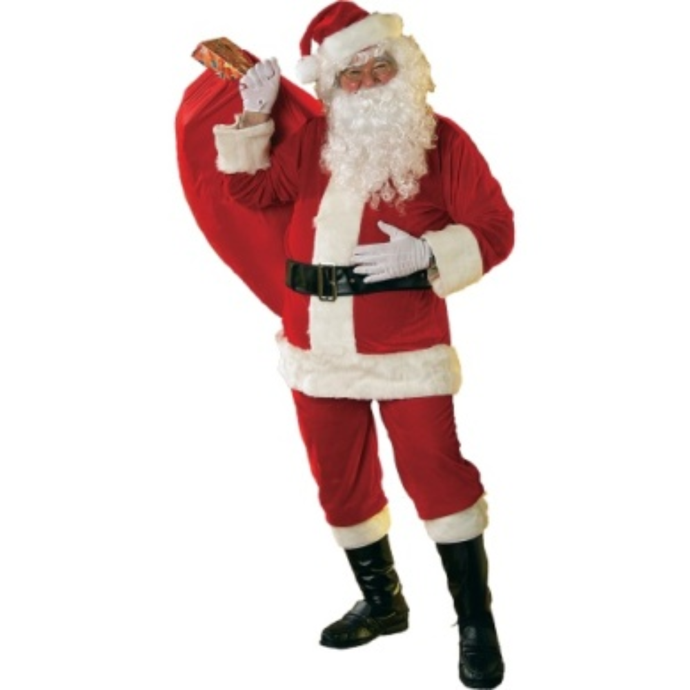 Velour Santa Suit With Faux Fur - Adult Costume