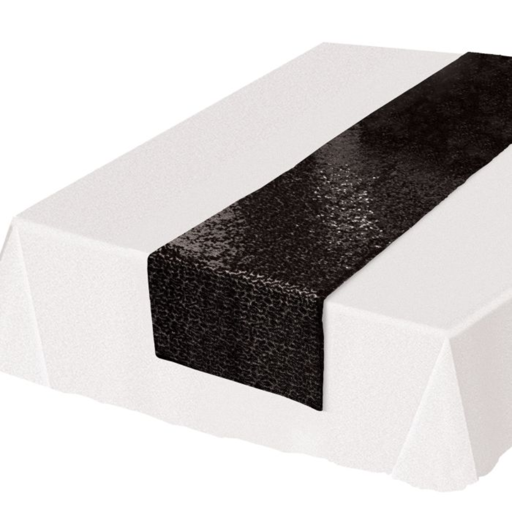 Sequined Table Runner - Black