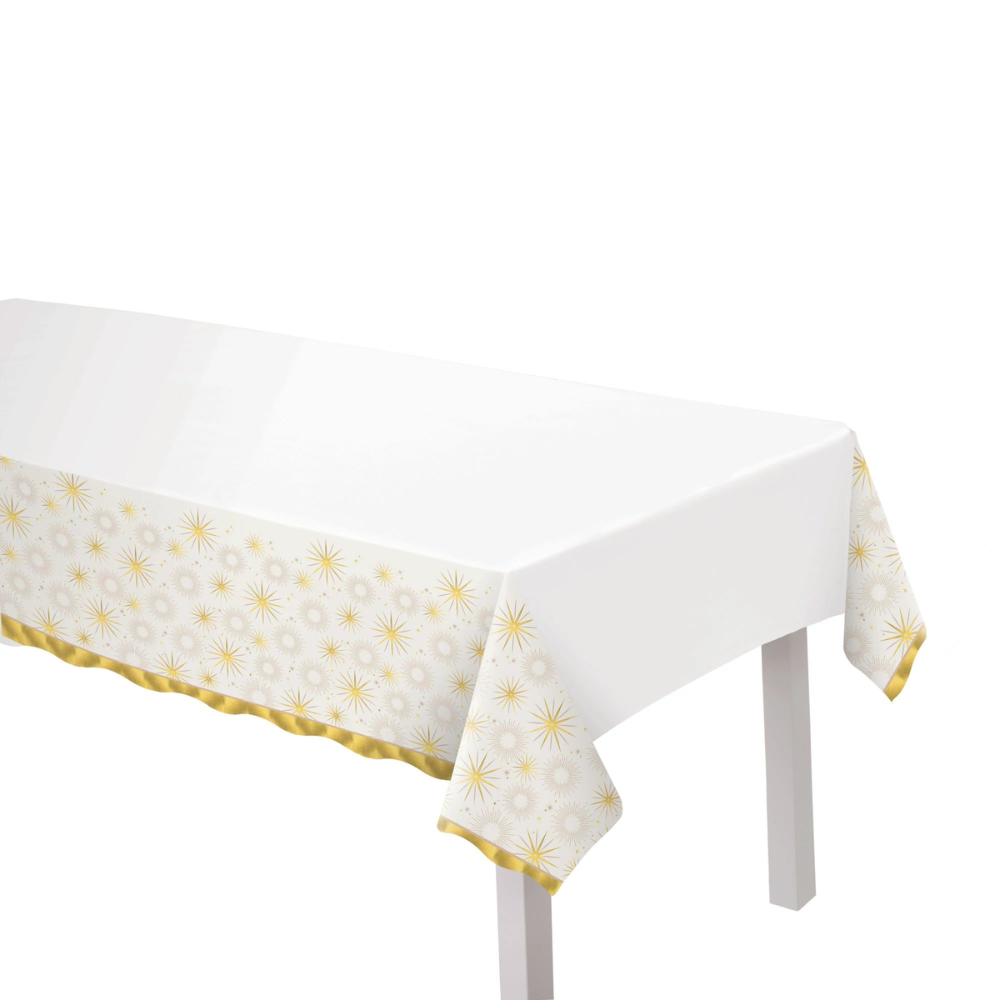 Golden Soiree Plastic Table Cover