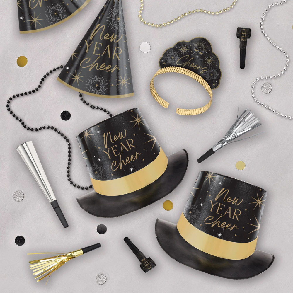 2026 New Years 25 Person Party Kit - Black, Silver, Gold