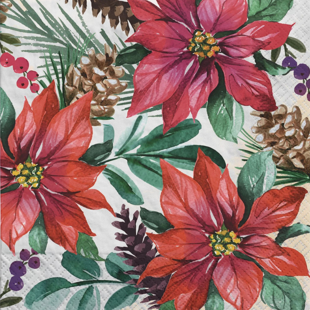 Traditional Pointsettia Luncheon Napkins
