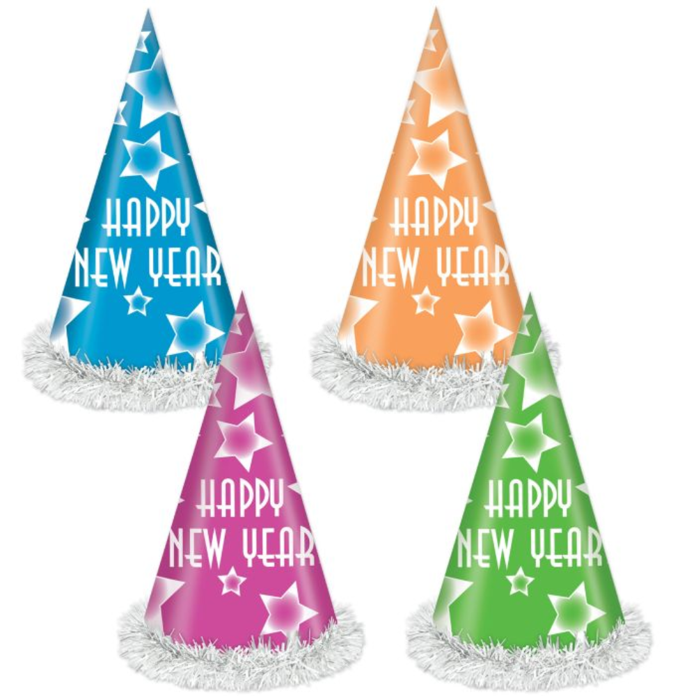 Happy New Year Party Hats - Multicolored