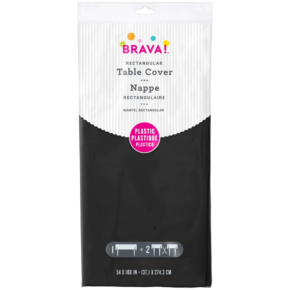Black Plastic Table Cover 54x108
