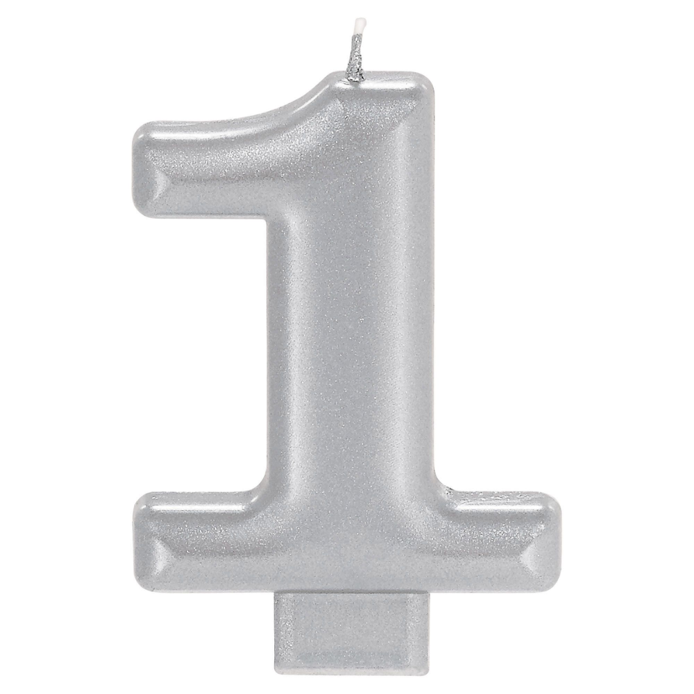 Numerical Silver Metallic Candle - 0-9