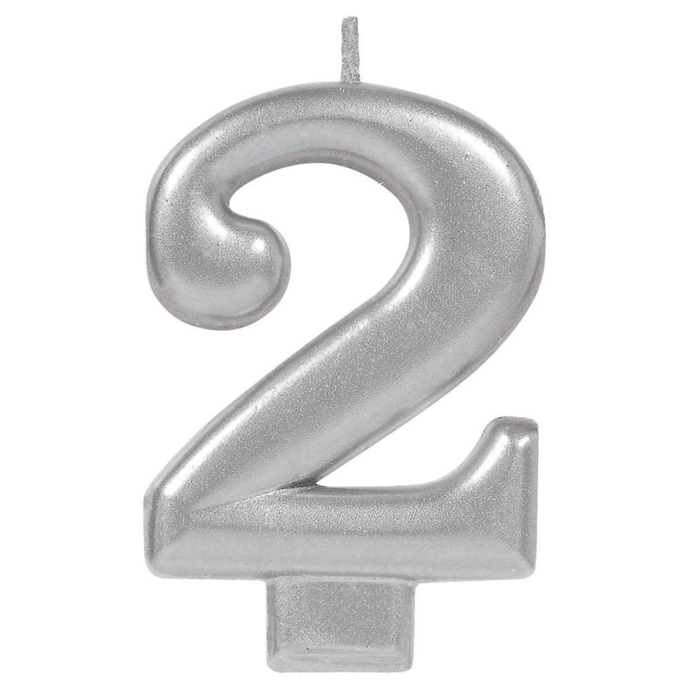 Numerical Silver Metallic Candle - 0-9