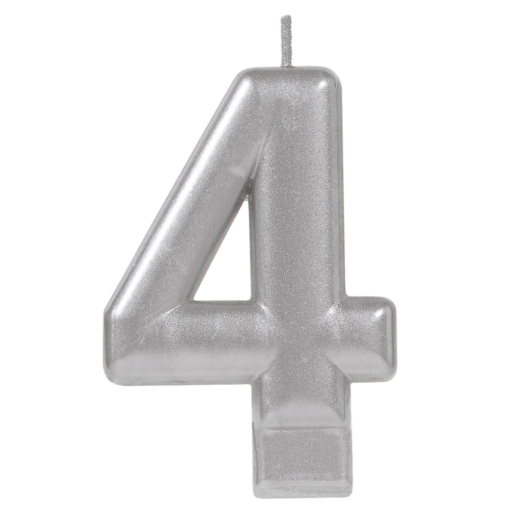 Numerical Silver Metallic Candle - 0-9