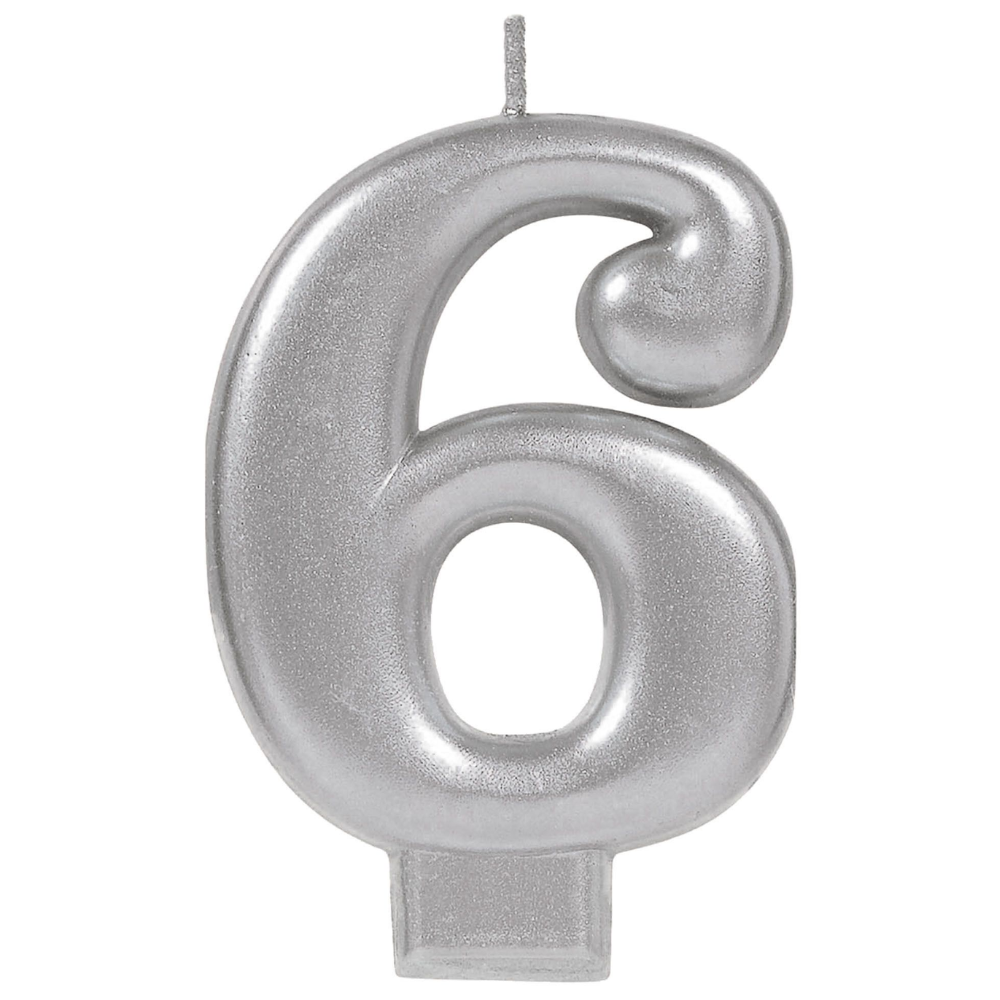 Numerical Silver Metallic Candle - 0-9