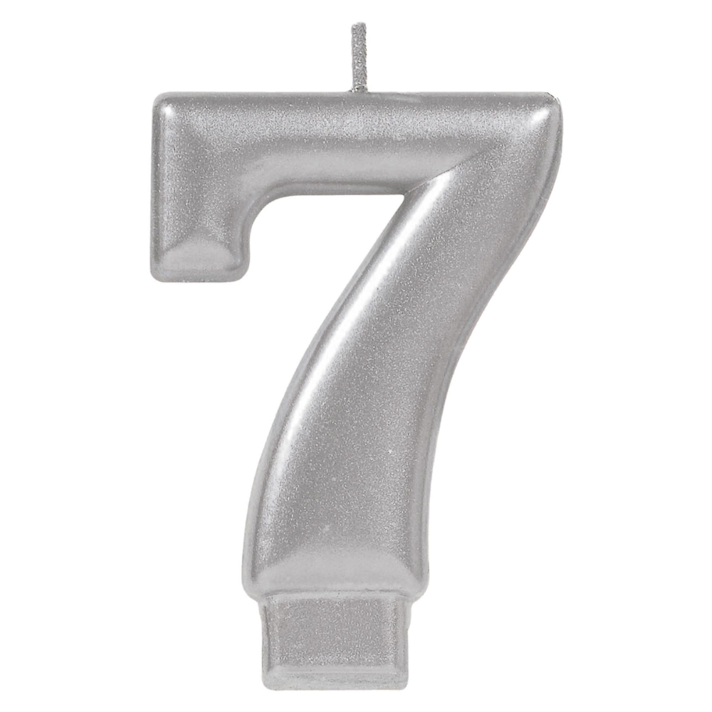 Numerical Silver Metallic Candle - 0-9
