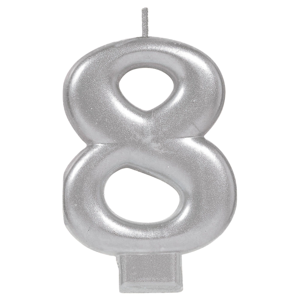 Numerical Silver Metallic Candle - 0-9