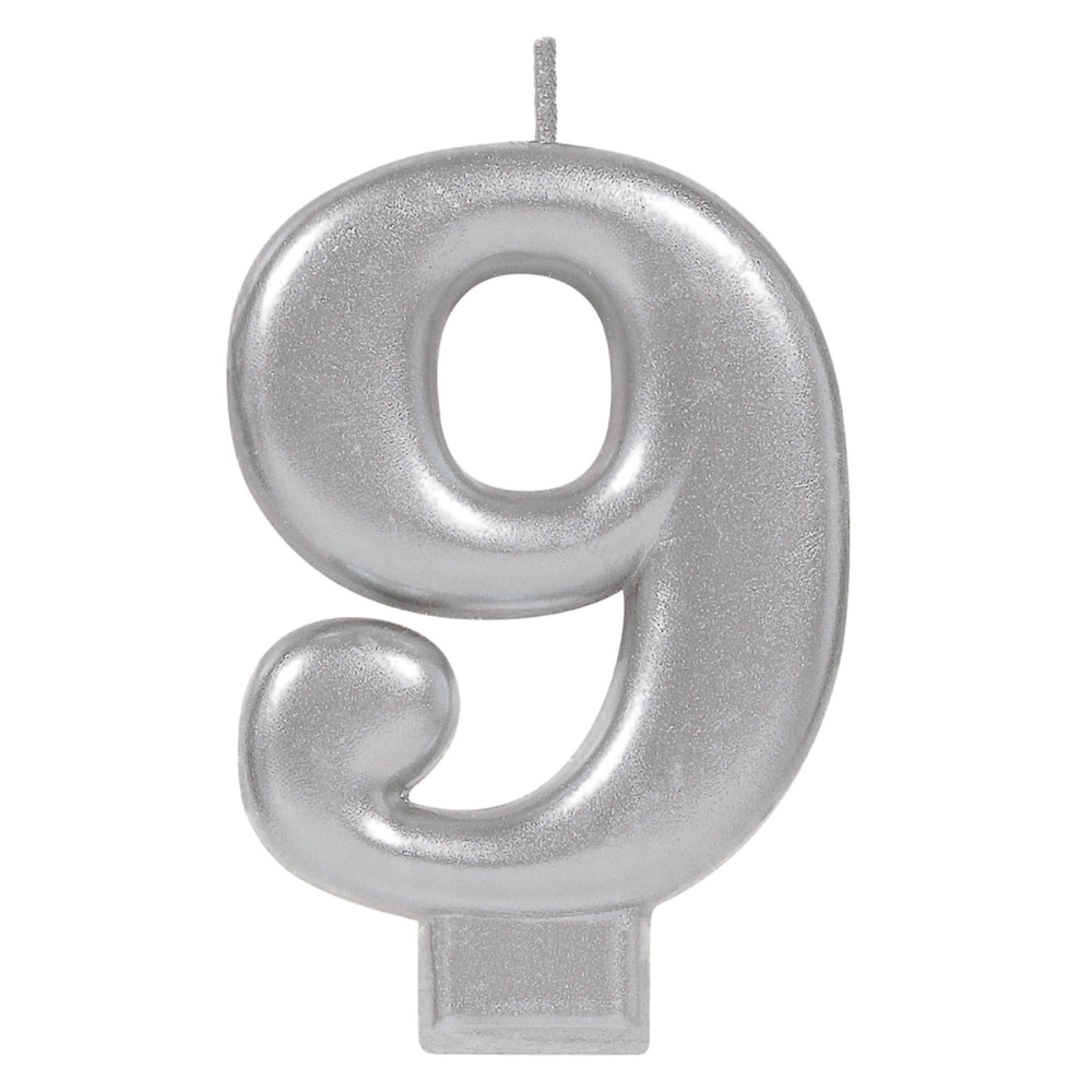 Numerical Silver Metallic Candle - 0-9