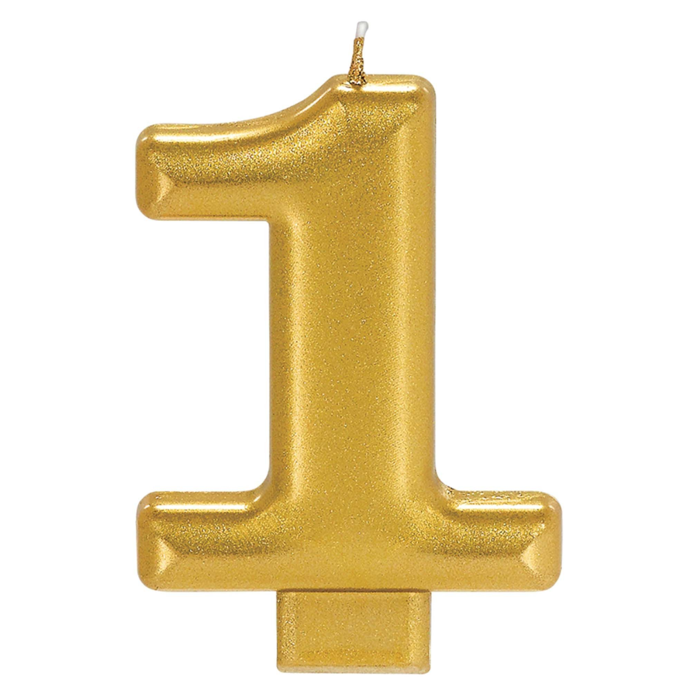Numeral #1 Metallic Candle - Gold 0-9