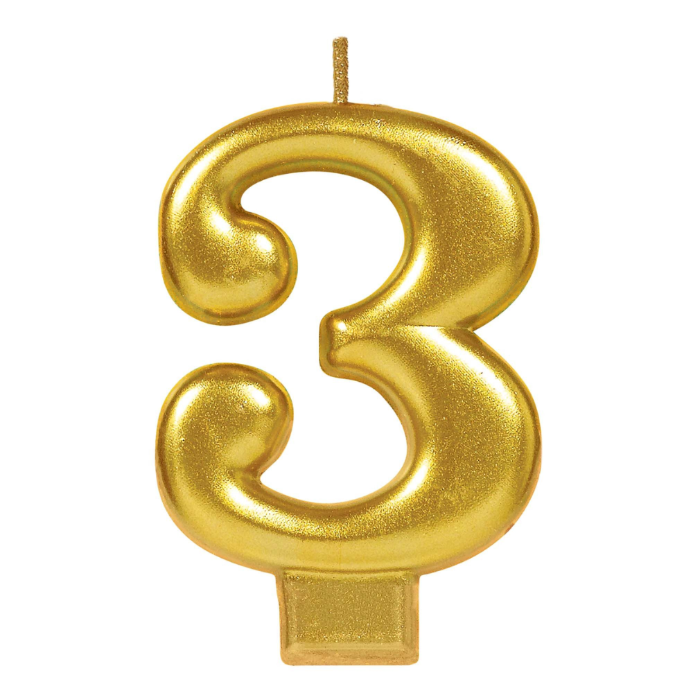 Numeral #1 Metallic Candle - Gold 0-9