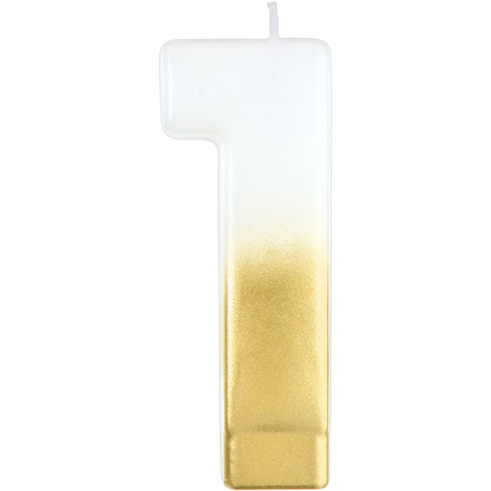 White/Gold Ombre Candle - 0-9