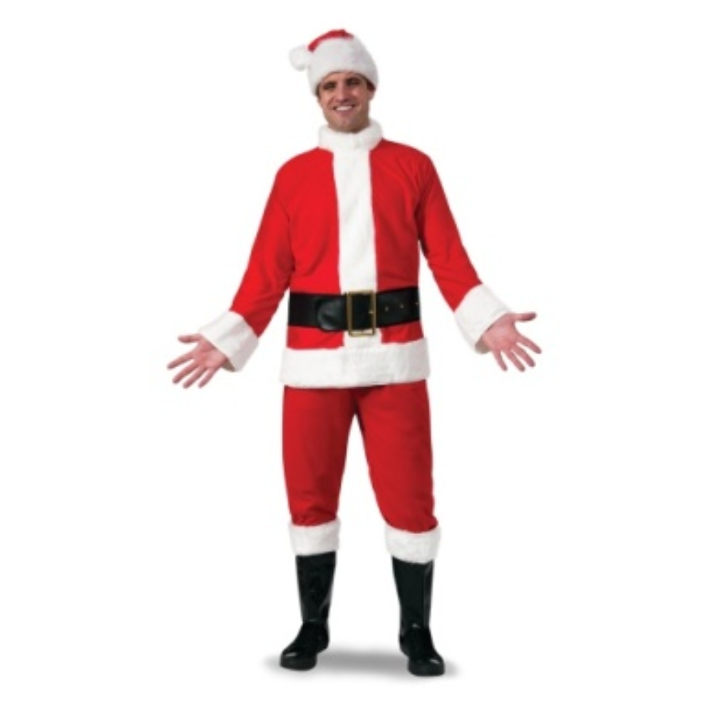 Flannel Santa With Fur Suit Adult Costume