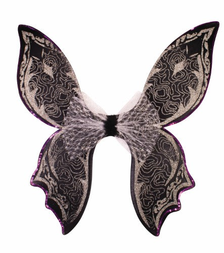 Sparkling Glitter Fairy Wings, Silver &amp; Black