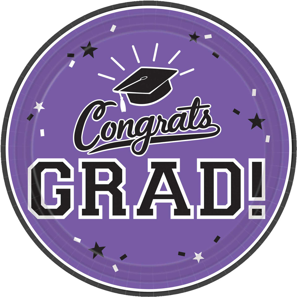 Congrats Grad Purple 7&quot; Cake Plates 18ct