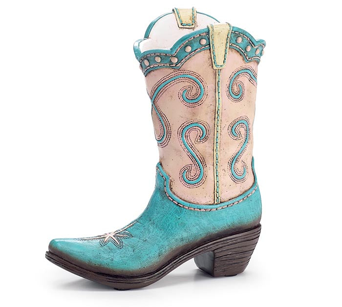 Resin Cowgirl Boot Vase