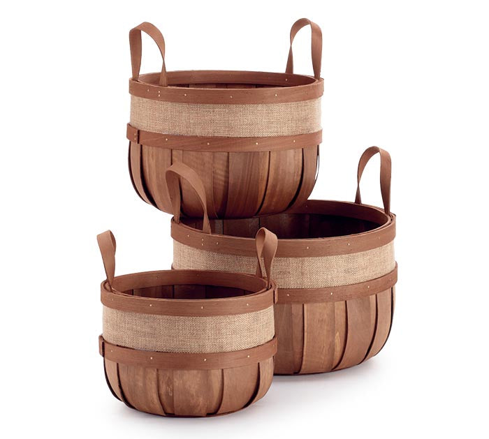 Brown Wood Chip Apple Picking Baskets