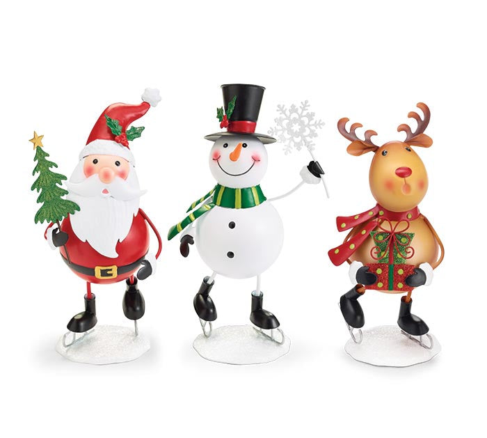 TIN FIGURINE SANTA SNOWMAN REINDEER ASTD