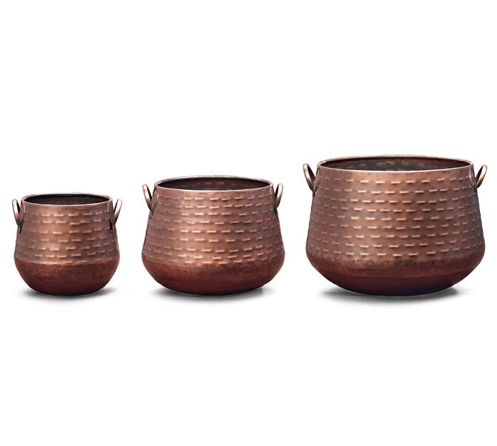 Nested Copper Toned Tin Planter Set