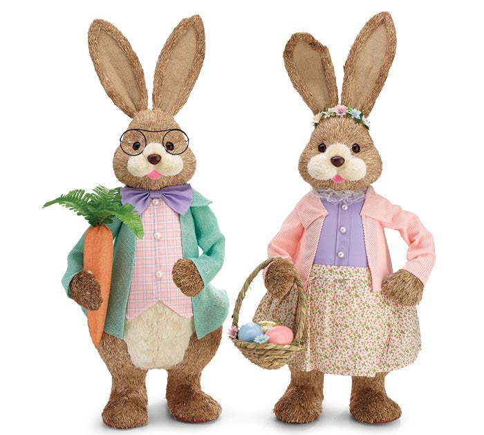 Decor 30" Sisal Easter Bunny Couple