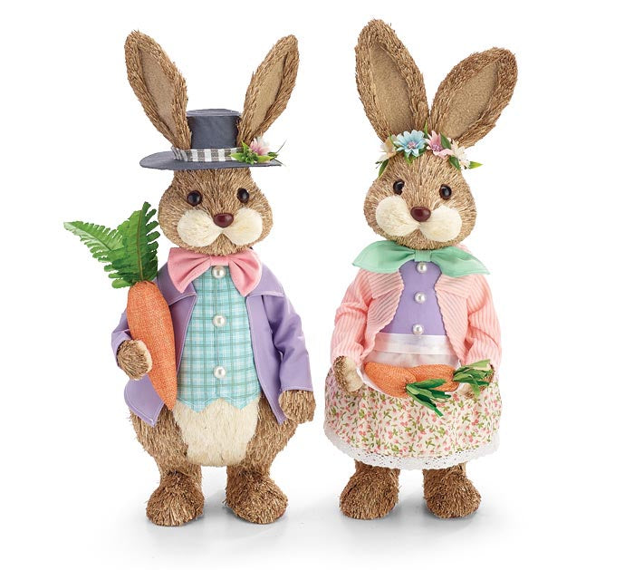 Decor Sisal Easter Bunny Couple Assorted