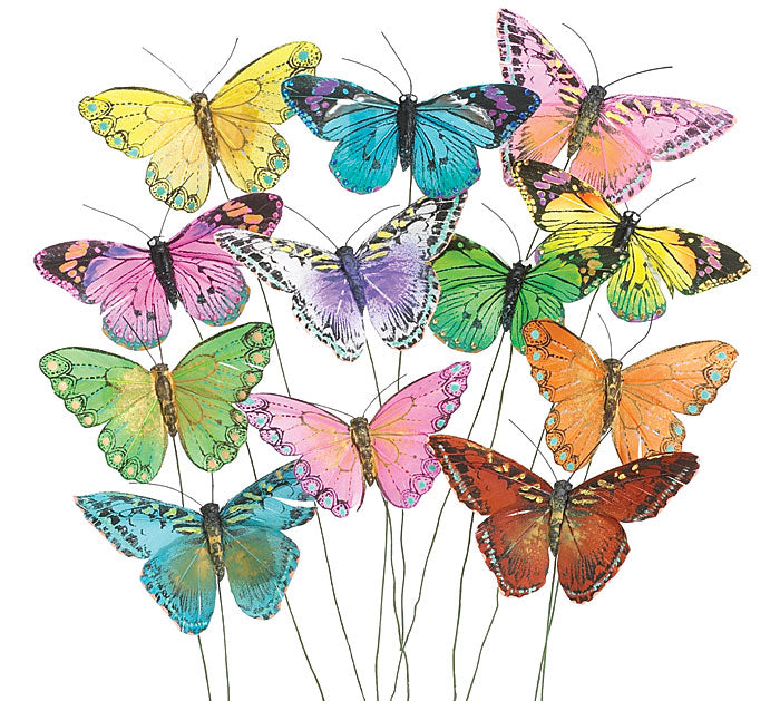 Colorful Feathers Butterfly Pick
