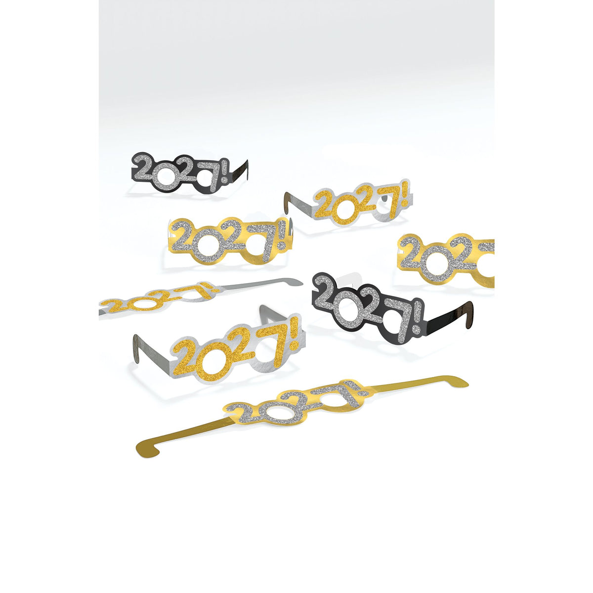 2027 Paper Glitter Glasses - Black, Silver, Gold
