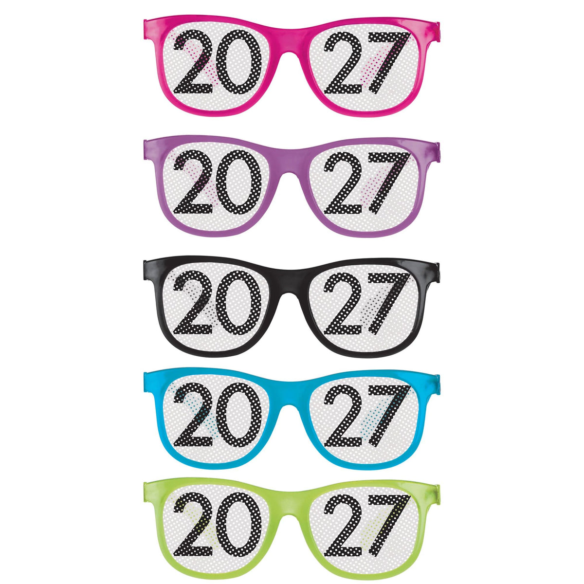 2027 Plastic New Years Glasses Colorful