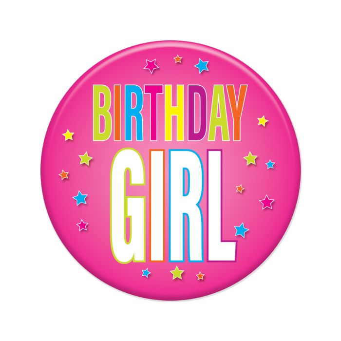 Birthday Girl Button - Multi-Color