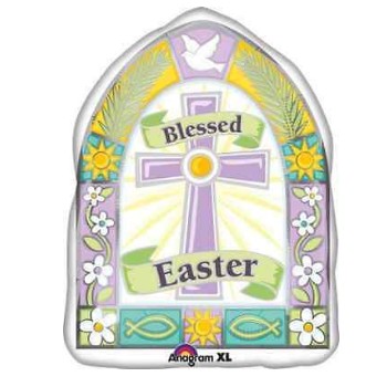 18″ Blessed Easter Window Jr. Shape – Mylar Foil Balloon